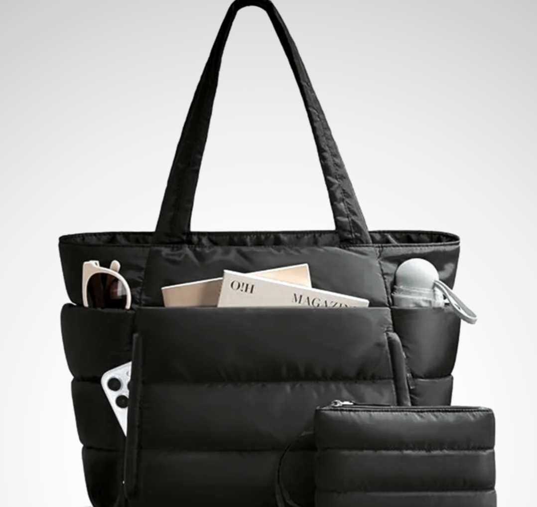 CAROH Puffer Tote Bag in Black